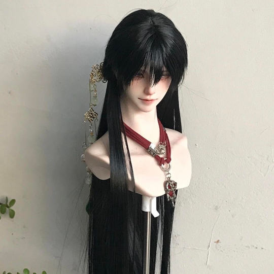 Ancient Style Hanfu Cosplay for Young Men, Chinese Style Black Long Straight Hair, Everyday Cool and Refined Look, Realistic Full Wig