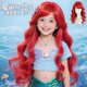 Mermaid Alice Princess Cosplay Children's Wig Red Long Wavy Hair for Daily Performance and Photo Shoot Full Head Wig