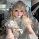 Ancient doll-like wool curly wig for women with long curly hair Lolita sweet and cute full bangs instant noodles curly full headgear