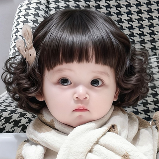 Children's Wig, Short Curly Hair, Cute Baby, Everyday Sweet and Adorable Natural Bob Haircut, Performance and Photo Styling, Full Head Wig Style