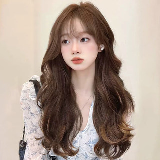 Wig for Women with Long Hair, Internet Celebrity Style, Water Wave Long Curly Hair, Sweet and Cute, Fluffy, Natural, Realistic Full Head Wig