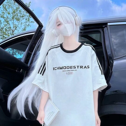 Pure White Wig for Women, Long Hair, Lolita Style, Natural Long Straight Hair, Korean Style, Age-Reducing, Realistic, Everyday Sweet Full Head Wig