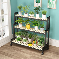 Stepped flower rack Balcony flower rack shelf Living room floor-to-ceiling multi-layer solid wood flower rack word Indoor and outdoor stepped multi-layer