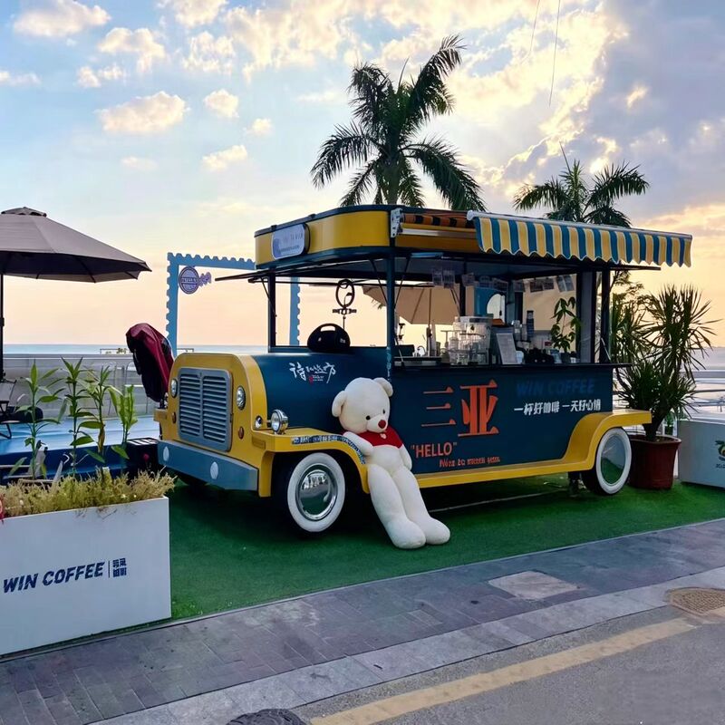 The Same Vintage-Style Retro Car from Sanya, a Multi-Functional Movable Coffee, Milk Tea, and Snack Cart for Commercial Use in Tourist Areas and Night Markets The Same Vintage-Style Retro Car from Sanya, a Multi-Functional Movable Coffee, Milk Tea, and Snack Cart for Commercial Use in Tourist Areas and Night Markets