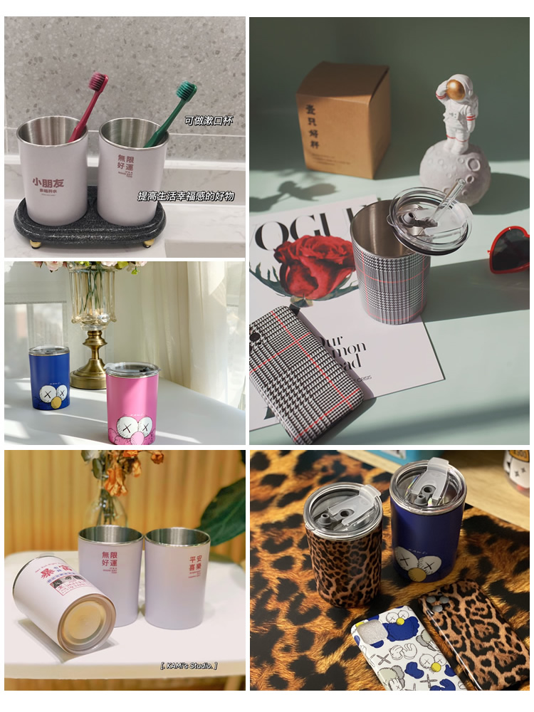 Slow customer original ins style simple cup cute Japanese good-looking creative personality trend portable cute with lid