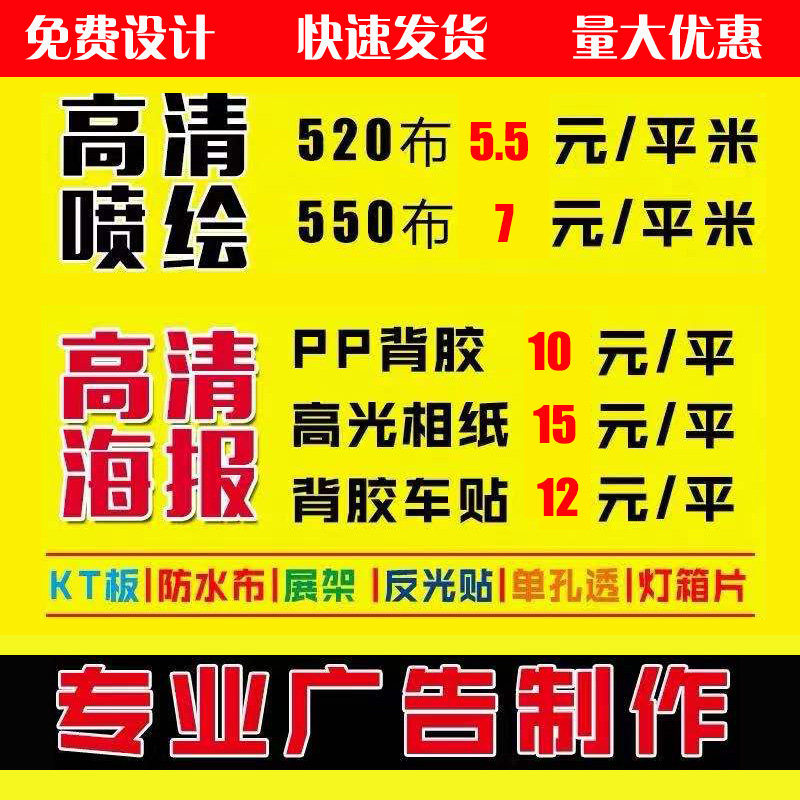 Outdoor spray painting for high-definition photo advertising design Custom adhesive poster signboard light box film kt board car stickers