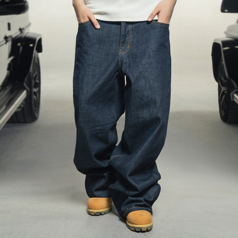 Makemore Jeans for Men, New Model Y00, High-End Loose Straight-Leg Trendy Raw Denim American-Style Blue Pants for Women