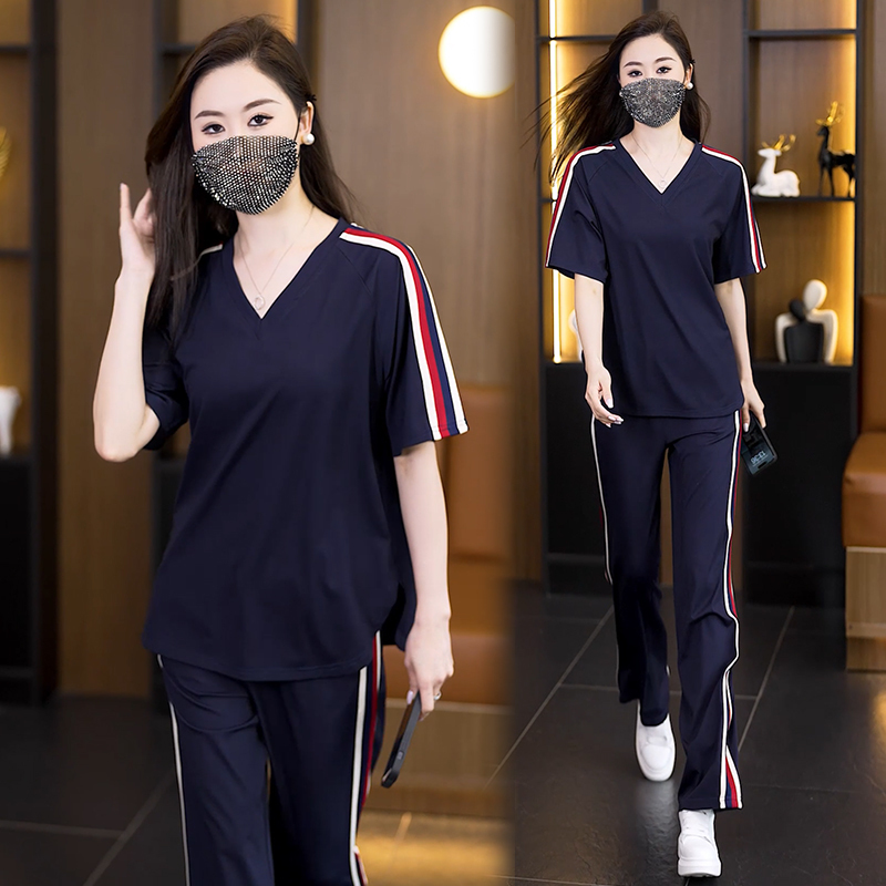 Summer Plus-Size Women's Clothing Complete Set Ootd Outfit, Age-Reducing, Lazy Style, Casual Sports Suit for Women, Korean Version with a High-End Feel