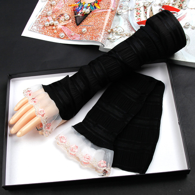 长袖蕾丝冰袖手套女袖套夏季手袖黑色袖子薄款套手臂春秋护臂护袖
