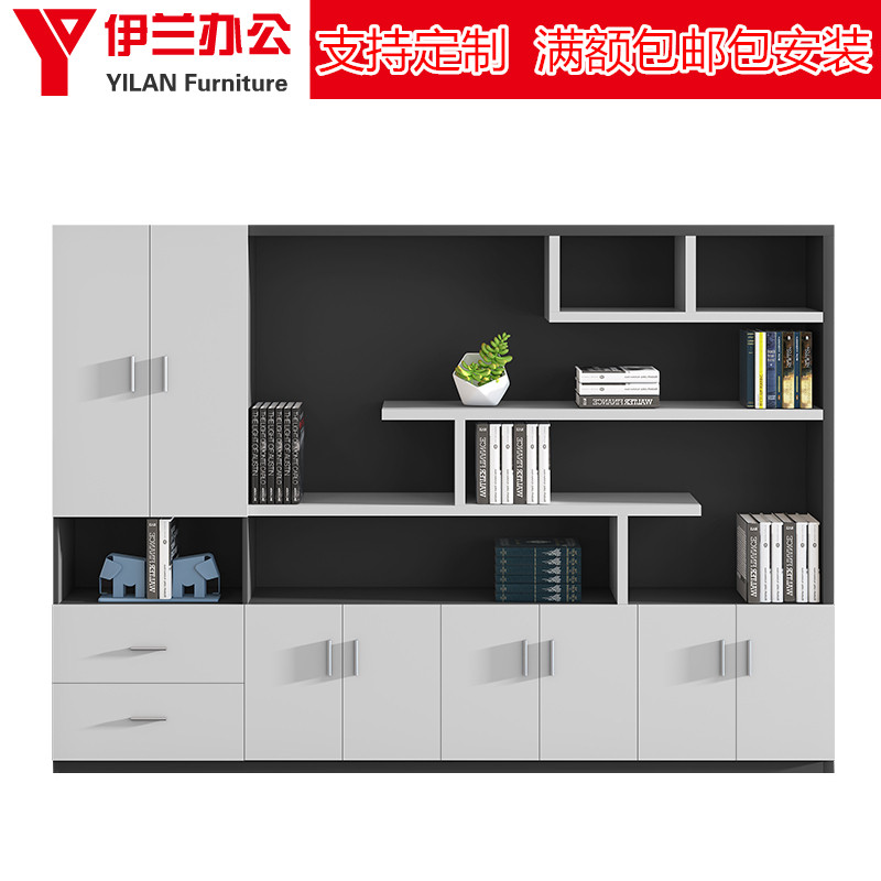 New office boss background bookcase file cabinet data cabinet simple wooden custom storage file cabinet