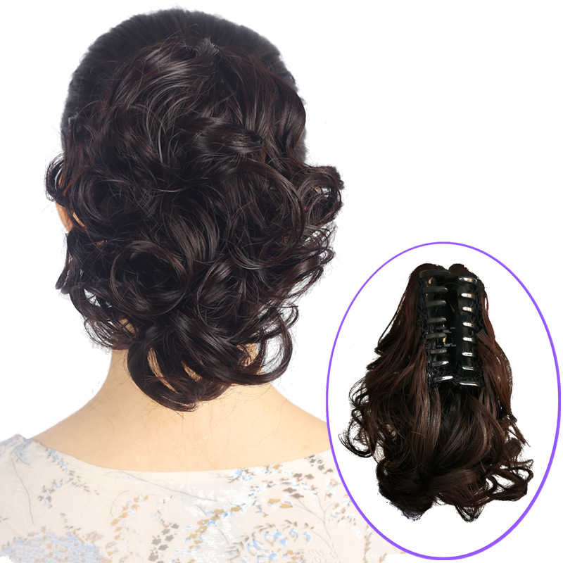 Wig female net red anchor dish hair ponytail natural realistic big waves pear flower curly hair Tie grab clip ponytail