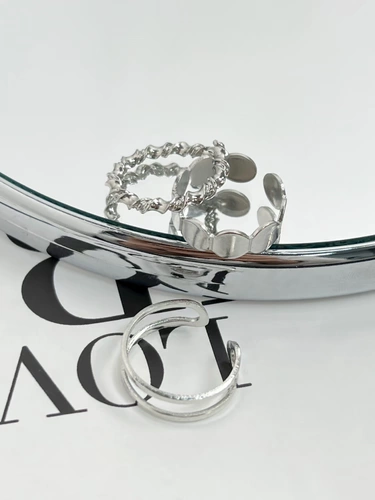 Серебряный комплект, небольшое дизайнерское кольцо для влюбленных, 3 предмета, коллекция 2022