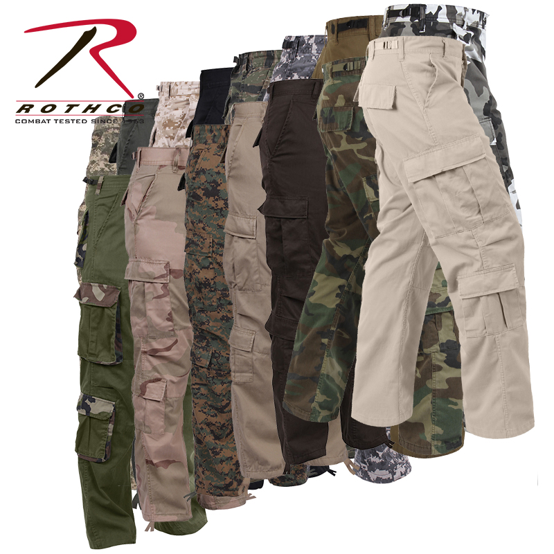 Rothco vintage washed old overalls large size daily training casual pants 8 pockets zipper 2186