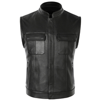 New Harley Motorcycle Vest Men's Cowhide Sleeveless Leather Jacket Chaotic Son Cycling Leather Vest