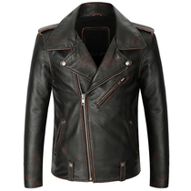 New Heavy Duty Vintage Made Old Mens Leather Jacket Overhead Cowhide Motorcycle Polished Motorcycle Leather Jacket Jacket