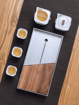 No-feeling black peach wood pure handmade tea tray Home minimalist portable Gongfu tea with set water storage small tea tray