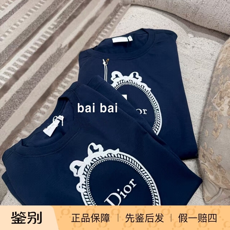 Domestic In-Stock Dior/Dior 26 New Model Dark Blue Short-Sleeve T-Shirt Domestic In-Stock Dior/Dior 26 New Model Dark Blue Short-Sleeve T-Shirt
