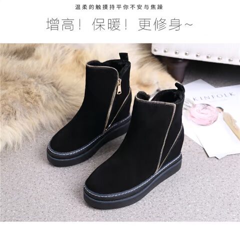 Giày tuyết nữ 2018 mới ngắn ống lông thú một đôi giày nữ cộng với nhung mắt cá chân bằng da mờ tăng giày cotton giày boot nữ da thật