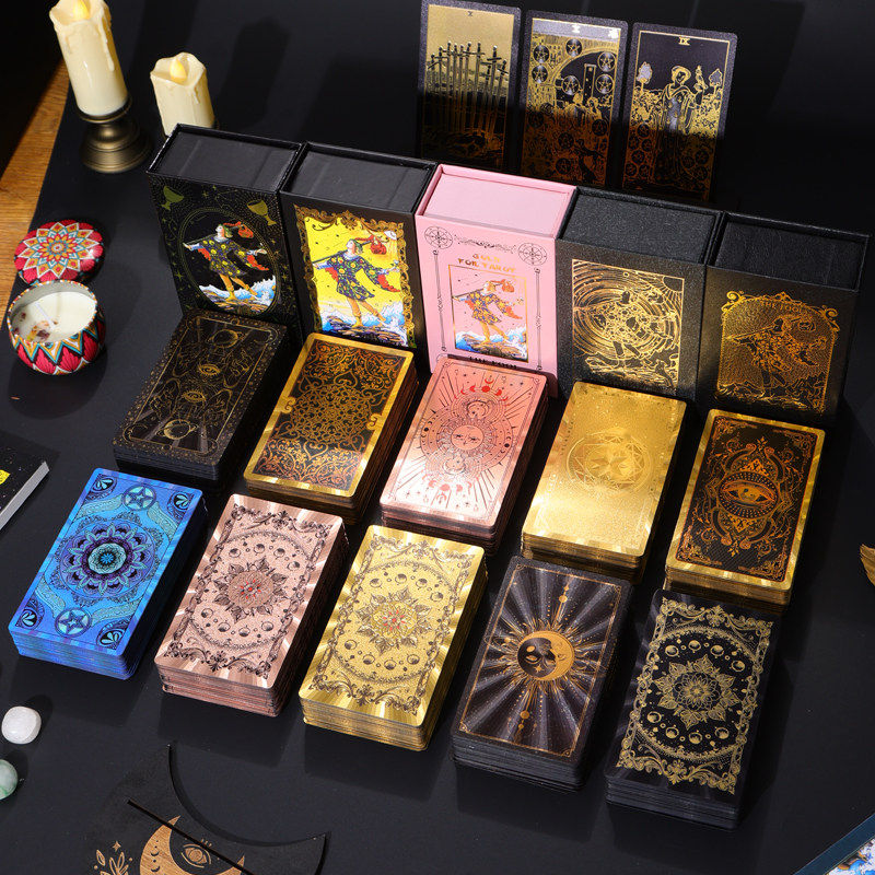 クラシック・ライダー・ウェイト・タロットデッキ、コレクターズ・エディション、ゴールドフォイル・ライダー・ウェイト・タロット、初心者セット、完全版PET製新品タロットデッキ