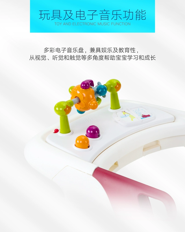 Bé tập đi chống rollover bé tay đẩy walker con walker đa chức năng với âm nhạc nhỏ thư bị trả lại ghế xe tròn tập đi cho bé