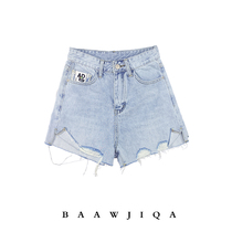 Hole denim shorts womens summer 2021 New loose size slim high waist beggar a-shaped wide leg hot pants