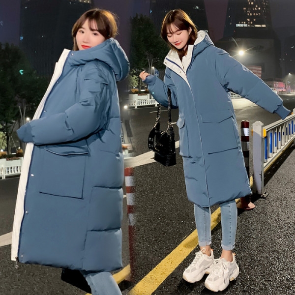Xuống bông quần áo của phụ nữ mùa thu đông áo khoác 2019 mới triều-quay bông quần áo Hàn Quốc phiên bản của mô hình trung dài bông len lỏng lẻo