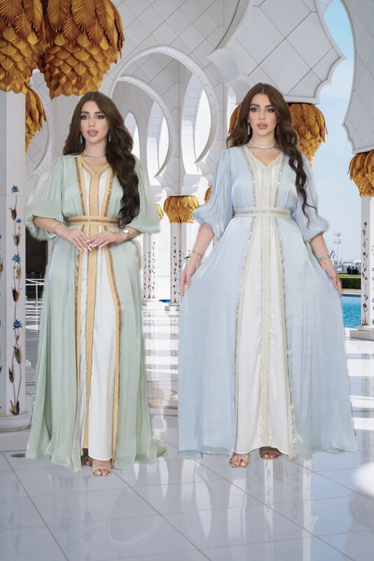 Dubai Vacation Style Cardigan Plus Size Women Long Sleeve V-Neck Party Dress Dubai Vacation Style Cardigan Plus Size Women Long Sleeve V-Neck Party Dress