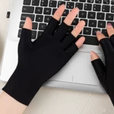 Удерживающие тепло перчатки для офиса, тонкий эластичный короткий электромобиль для маникюра, без пальцев, защита от солнца