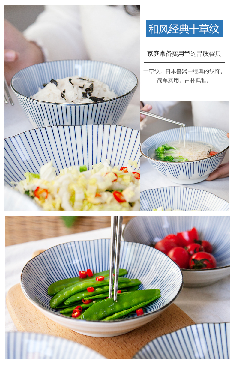 Meinung burn imported household bowls plates creative contracted Japanese ceramics notes ten dishes combination line grass