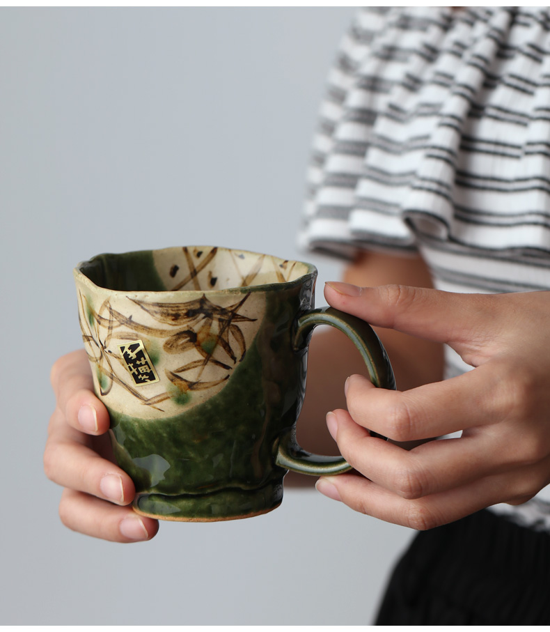 Meinung burn the original imported from Japan, the original mark cup tea cup ceramic cup emerald green Japanese household glass for breakfast