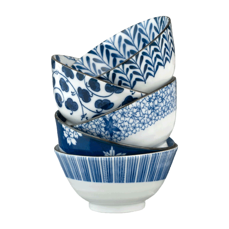 Tall rice bowls a single hat to job simple blue and white porcelain bowls new Japanese ceramic bowl bowl move meinung