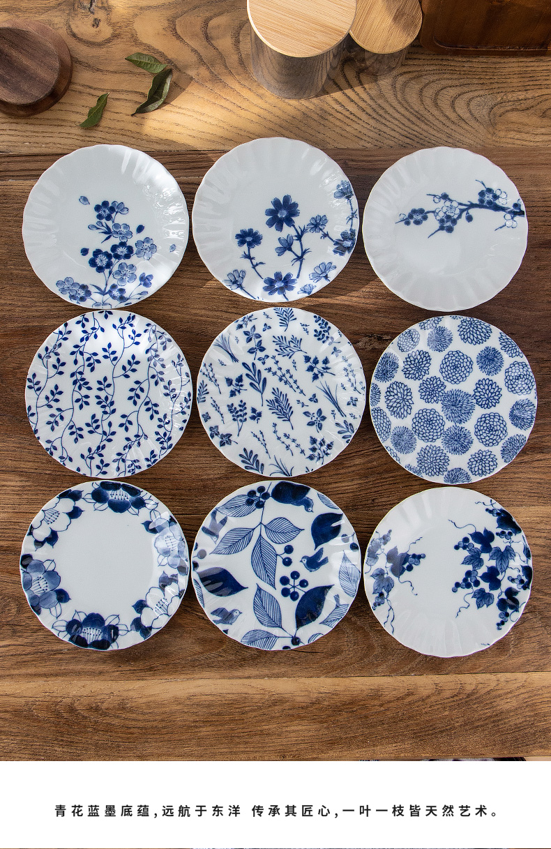 Fruit bowl, small delicate boreal Europe style living room home snack tray table contracted blue - and - white ceramics sauce dish of move