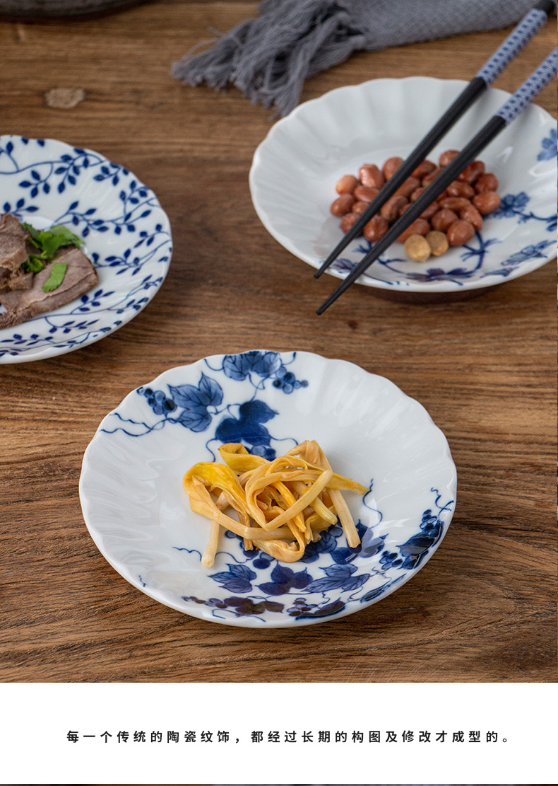 Fruit bowl, small delicate boreal Europe style living room home snack tray table contracted blue - and - white ceramics sauce dish of move