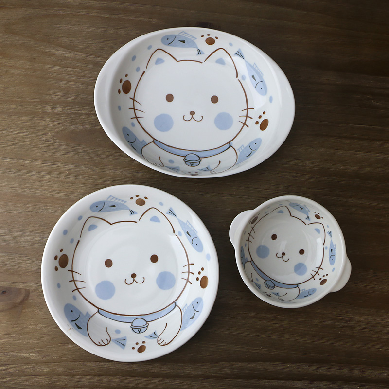 Meinung burn Japanese cartoon dishes, tableware ceramics creative lovely children home blue ear soup bowl bowl plate