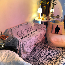 kaws Tide brand sofa blanket cover four seasons universal cover cloth black and white sesame street cartoon sofa cushion double-sided available