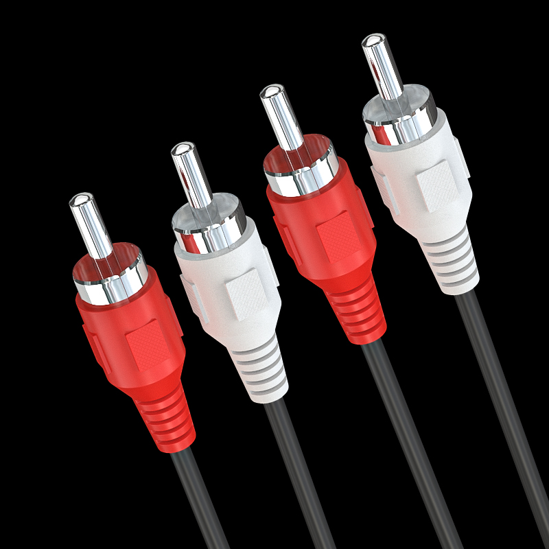 Double Lotus Flower Head 2rca Ii Pair Two Red White Plum Blossom Audio Line Plug Public to Public Signal Output Line Universal DVD TV Blu-ray Machine CD Machine Power amplifier Low sound Gun Sound Box Acoustic connection