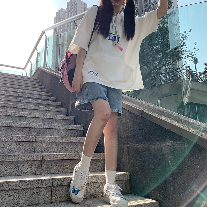American Retro Denim Shorts for Women, Summer High-Waisted Slimming Straight-Leg Pants, Casual Wide-Leg Knee-Length Shorts, 2026 New Style