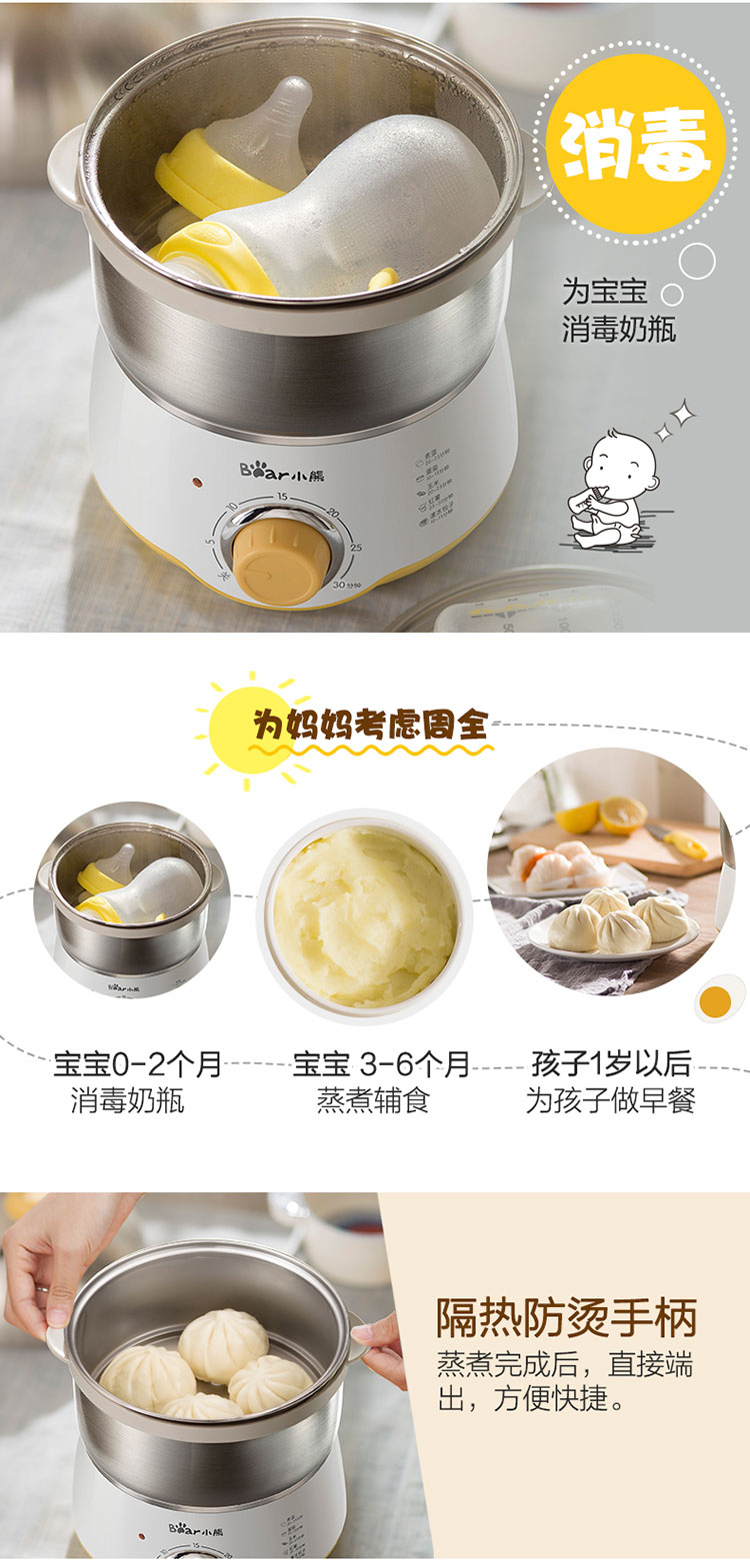 Gấu nồi nhà tự động tắt nguồn hai lớp Mini hấp trứng đa năng Máy nấu ăn sáng - Nồi trứng ca nấu mì đa năng