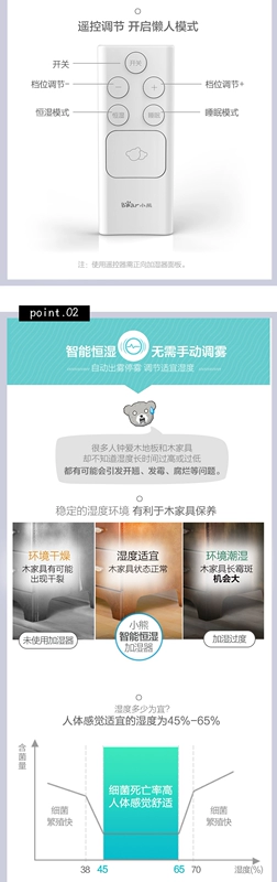 Bear tầng loại máy tạo độ ẩm nhà câm phòng ngủ thông minh độ ẩm không đổi văn phòng phụ nữ mang thai bé dung tích lớn hương liệu - Máy giữ ẩm