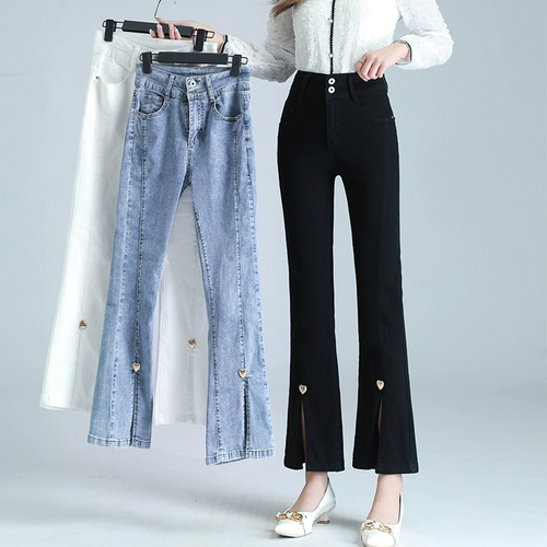 Летние джинсы, приталенные осенние штаны, высокая талия, облегающий крой, подходит для подростков