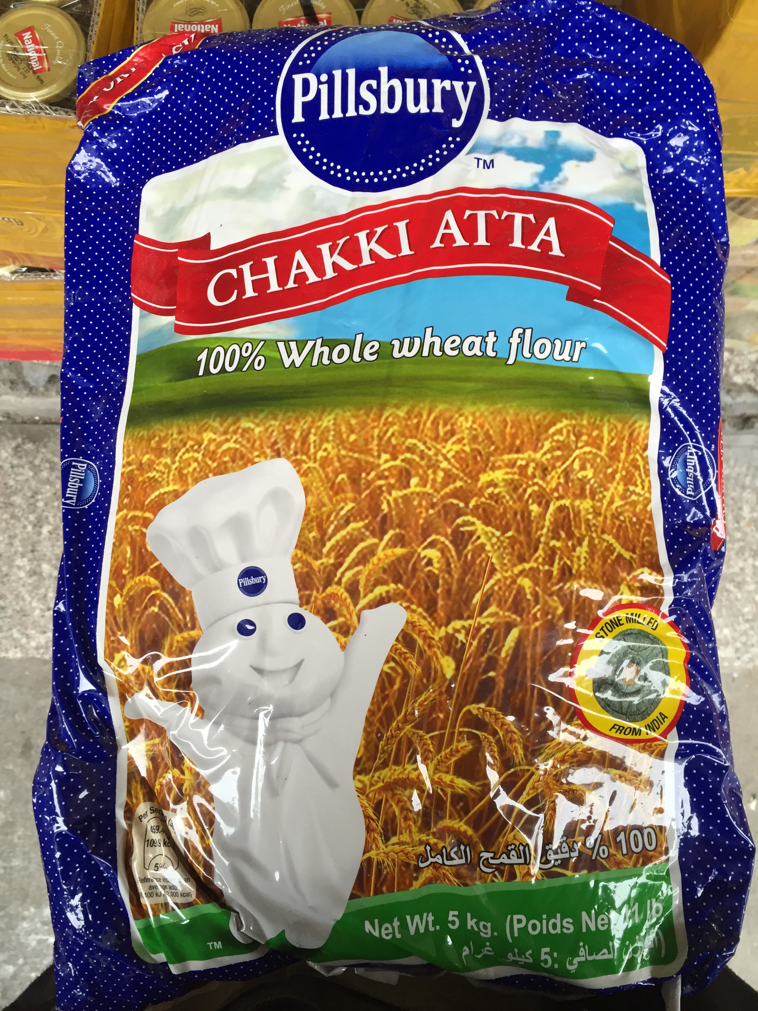 Pilsbury Chakki atta India imports Pops proportional flour 5kg whole wheat flour