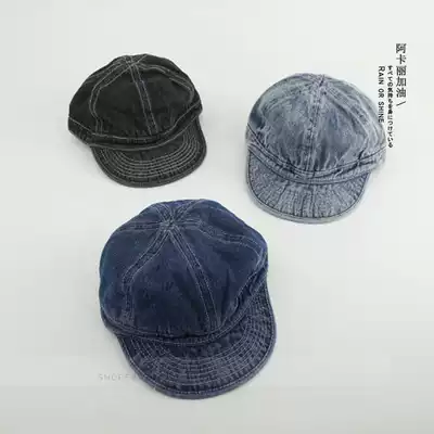 Retro accents ~ Japanese Amei Kazi do old washed denim machine repair hat soft top tooling men and women hats tide tide