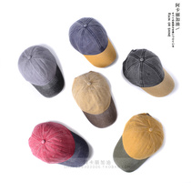 Super available ~ export orders Japanese Korean baseball cap retro washed old splicing tide cap couple hat