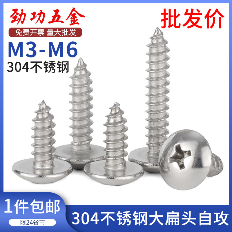 304不锈钢大扁头自攻螺丝十字圆头加长木螺丝钉M3M4M5M6