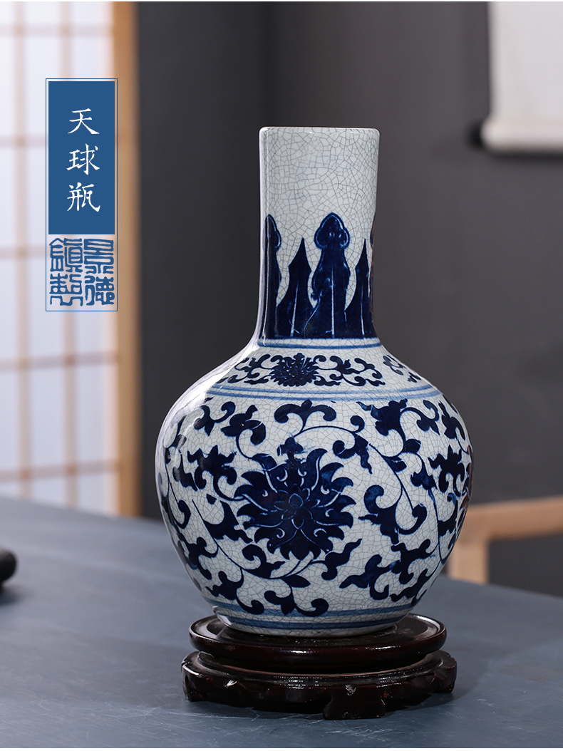 Jingdezhen ceramics antique blue and white porcelain vases, flower arrangement sitting room adornment style restoring ancient ways home furnishing articles porcelain
