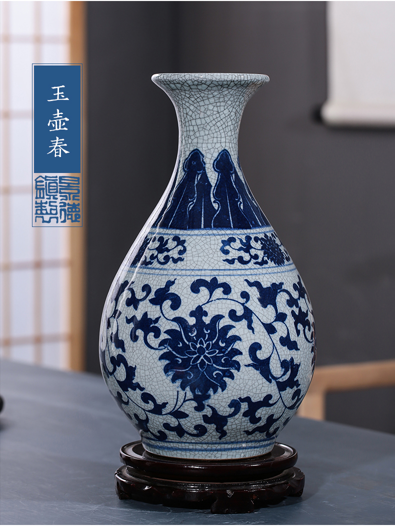 Jingdezhen ceramics antique blue and white porcelain vases, flower arrangement sitting room adornment style restoring ancient ways home furnishing articles porcelain