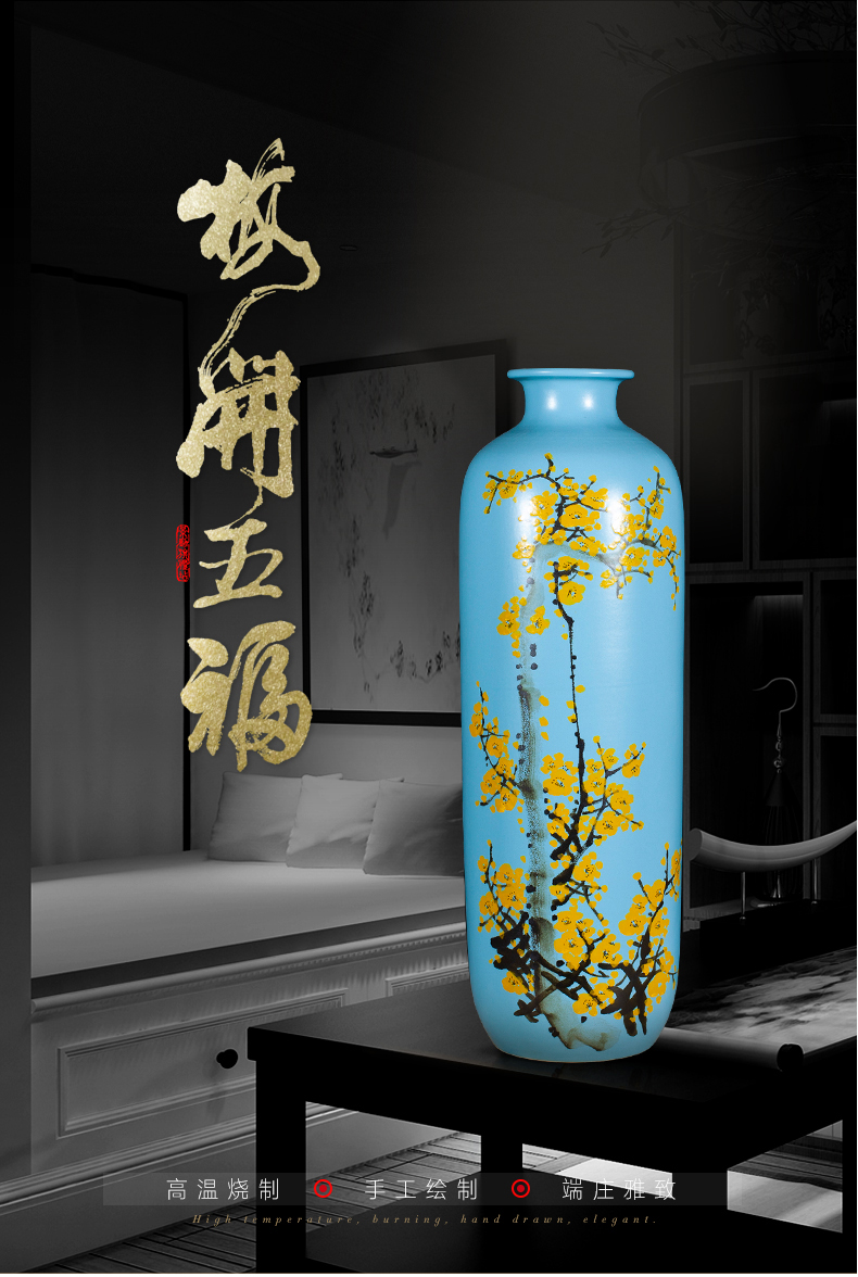 Jingdezhen ceramics modern new Chinese style of large vases, hand - made dried flowers, flower arrangement, the sitting room TV ark, furnishing articles