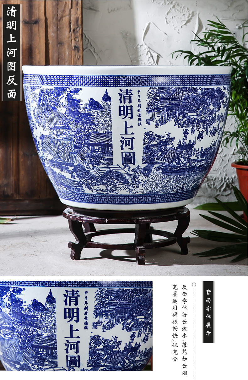 Jingdezhen ceramics tank size small water basin bowl lotus lotus cylinder cylinder tortoise porcelain jar water lily cylinder