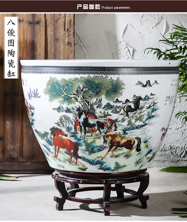 Jingdezhen ceramics tank size small water basin bowl lotus lotus cylinder cylinder tortoise porcelain jar water lily cylinder