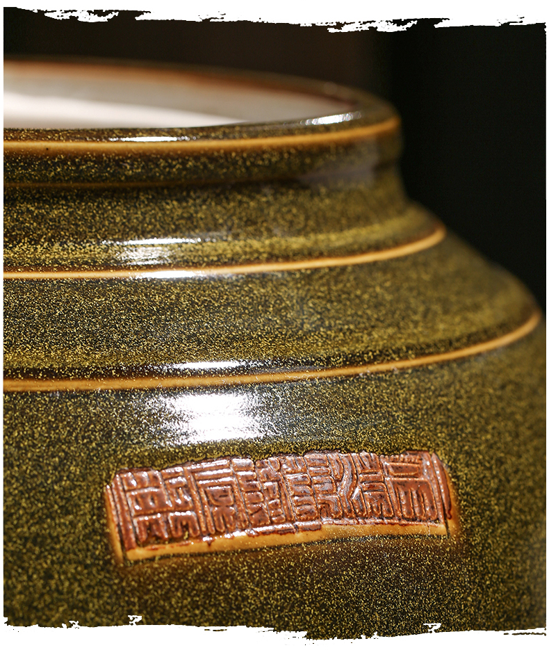 Ceramic barrel moistureproof cover gasket 50 jins home tea water jar with cover at the end of the storage tank household moistureproof insect - resistant